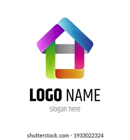 House construction logo with multiple gradient color