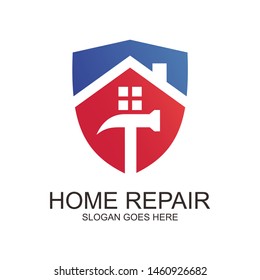 House Construction With Shield Logo Design