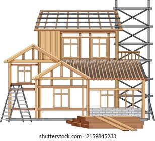 House construction site concept  illustration