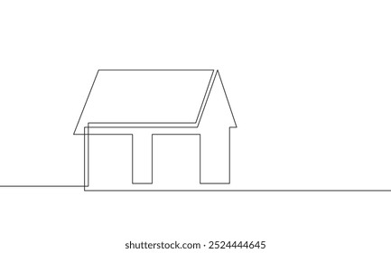 House Continuous Line Art Drawing. Simple House One Line Illustration for Poster, Print, Banner, Social Media, Web. Vector EPS 10