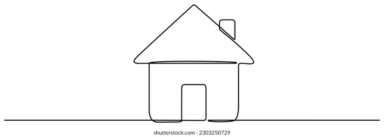 House continuous line drawn. Home line art symbol. Vector illustration isolated on white.