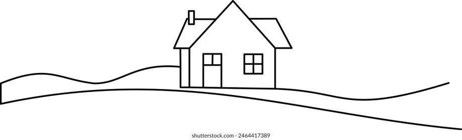House continuous line drawn. Home line art symbol. Vector illustration isolated on white