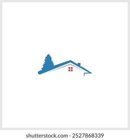house continuous line logo with tree branch