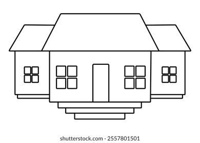House continuous one line art drawing of white background 