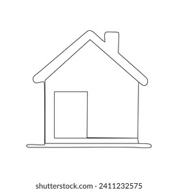 House continuous one line drawing outline vector illustration