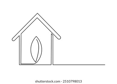 Casa contínua um desenho de linha de ícone vetor de contorno isolado