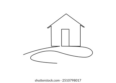 House continuous one line drawing of isolated outline vector icon