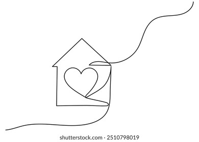 House continuous one line drawing of isolated outline vector icon