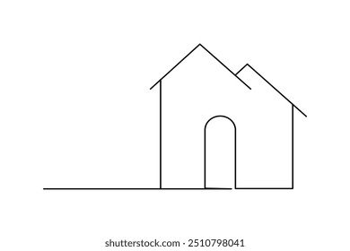 Casa continua de una línea de dibujo de icono de Vector de contorno aislado