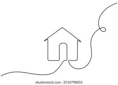 House continuous one line drawing of isolated outline vector icon