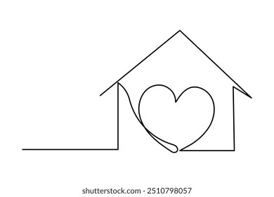 House continuous one line drawing of isolated outline vector icon