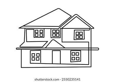 House continuous one line drawing and simple isolated outline vector design