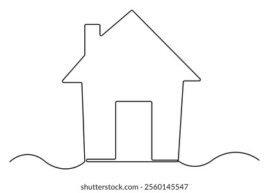 House continuous one line drawing of house icon  Isolated on white background vector illustration
