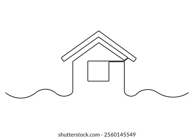 House continuous one line drawing of house icon  Isolated on white background vector illustration
