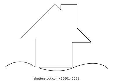House continuous one line drawing of house icon  Isolated on white background vector illustration
