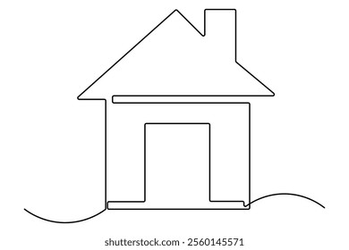 House continuous one line drawing of house icon  Isolated on white background vector illustration
