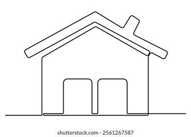 House continuous one line drawing of house icon  Isolated on white background vector illustration
