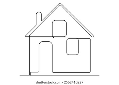 House continuous one line drawing of house icon  Isolated on white background vector illustration
