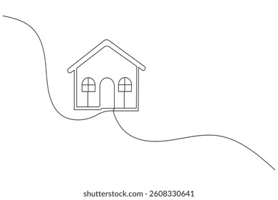 House continuous one line drawing and minimalist style isolate home outline vector icon