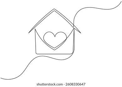 House continuous one line drawing and minimalist style isolate home outline vector icon