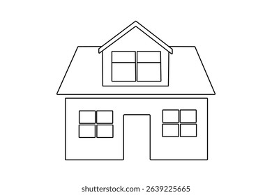 House continuous one line drawing outline  vector art
