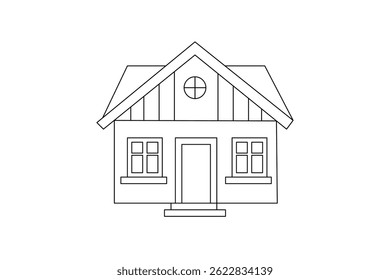 House continuous single line art celebration decoration concept outline vector illustration
