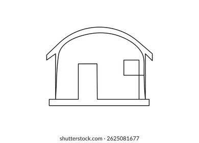 
House continuous single line art drawing green energy outline vector icon
