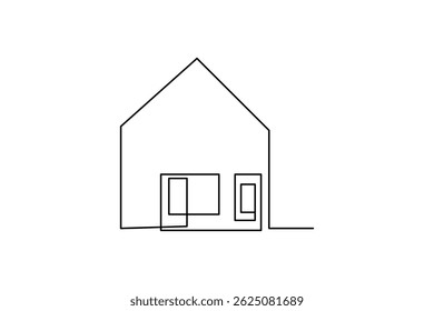
House continuous single line art drawing green energy outline vector icon
