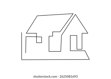 
House continuous single line art drawing green energy outline vector icon
