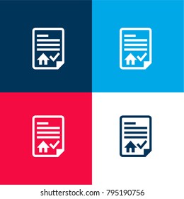 House Contract four color material and minimal icon logo set in red and blue