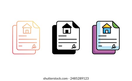 Diseño del icono del contrato de la casa con el fondo blanco