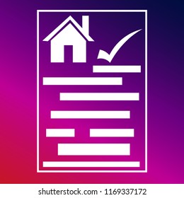 House contract icon vector illustrator design purple and pink gradient background