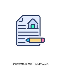 Icono de contrato de casa en vector. Logotipo
