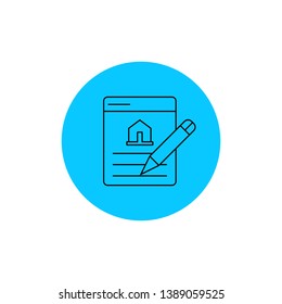 House contract paper sign - Real estate document icon - vector