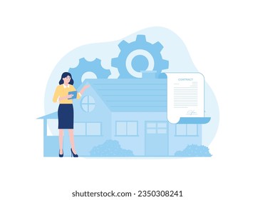house contract trending concept flat illustration