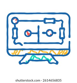house control, smart home computer screen doodle icon sketch vector. house control, smart home computer screen sign. isolated symbol illustration