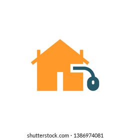House controlling concept sign - House with mouse icon