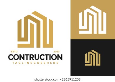 House contruction Logo design vector symbol icon illustration