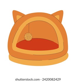 Una casa, una cuna para un gato o un perro. Un artículo de cuidado de mascotas. Ilustración vectorial plana aislada en un fondo blanco.