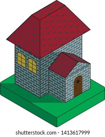 House. Cottage. The house is brick.