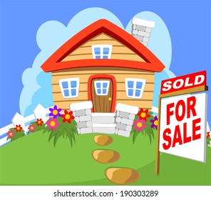 Sold Home Sale House Sold Sign Stock Vector (Royalty Free) 1268202001