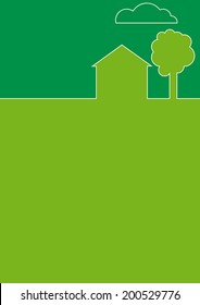 House in the country flat background