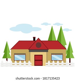 
a house in the country, vector illustration