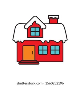 House covered with snow vector illustration isolated on white background
