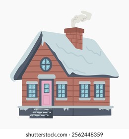 House covered with snow vector illustration isolated on white background	