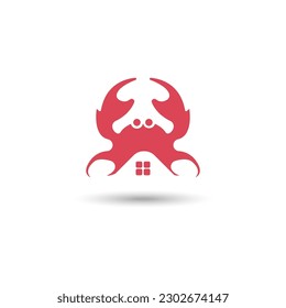 House and crab logo design