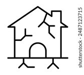 House cracked icon in thin line style Vector illustration graphic design 