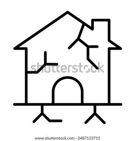 House cracked icon in thin line style Vector illustration graphic design 