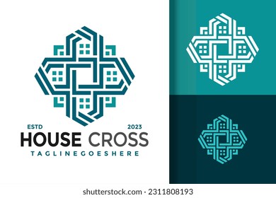 House Cross Medical Logo vector icon illustration
