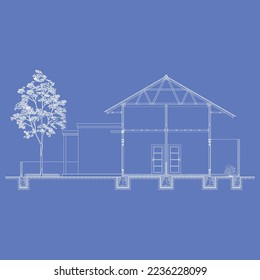 House cross section, view on living room. Vector EPS10.